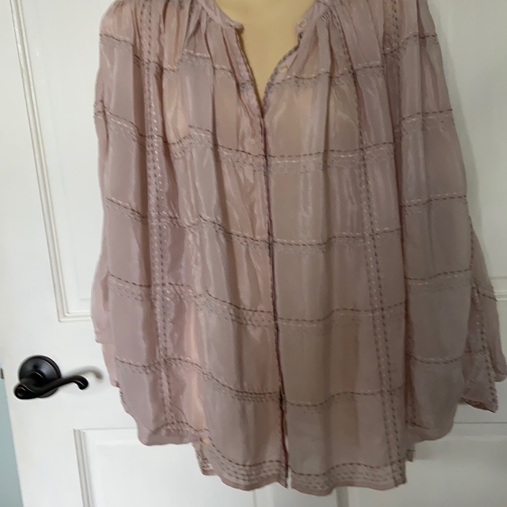 Anthropologie Pale Pink Silky Blouse Sz S New